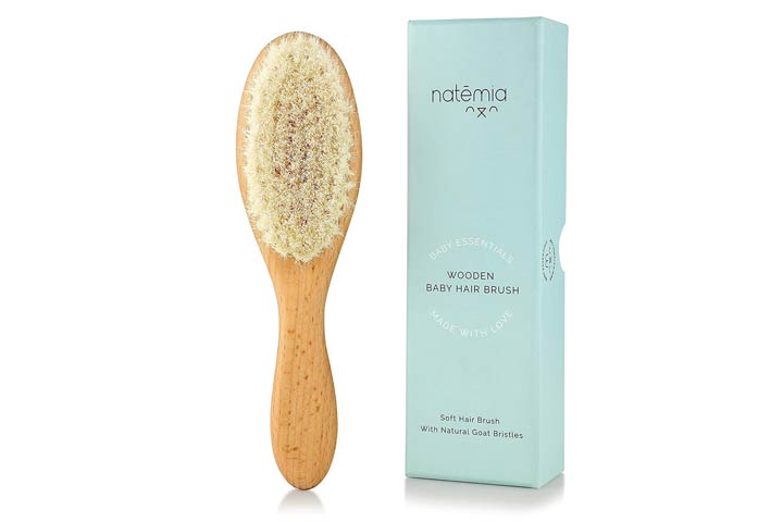 Natemia Quality Wooden Baby hairbrush