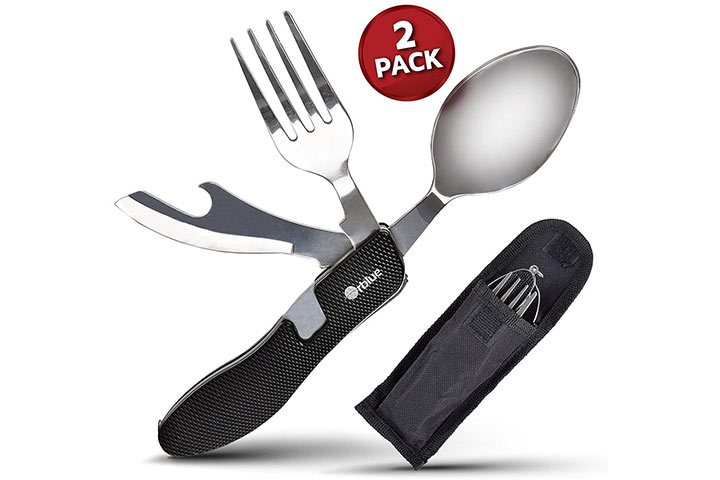 Orblue 2-PACK 4-in-1 Camping Utensils