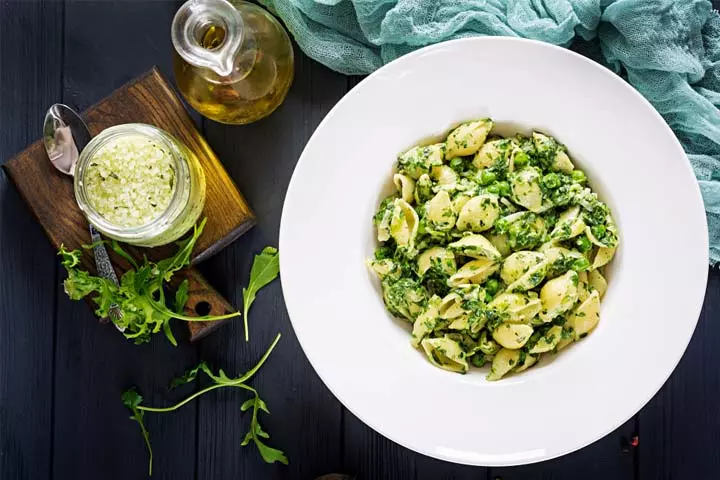 Pea and pesto sauce gnocchi pasta for babies