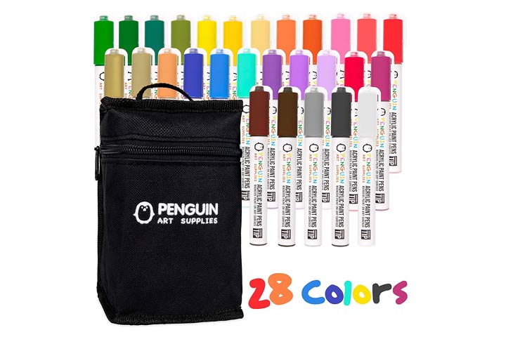 Almost All Surfaces Sun and Water Resistant Fine Point Metal Wood Water Based Colors for Kids Adults Ceramic Glass Paint on Rock 20 Paint Pens Clothes Paint Marker Pens Skin