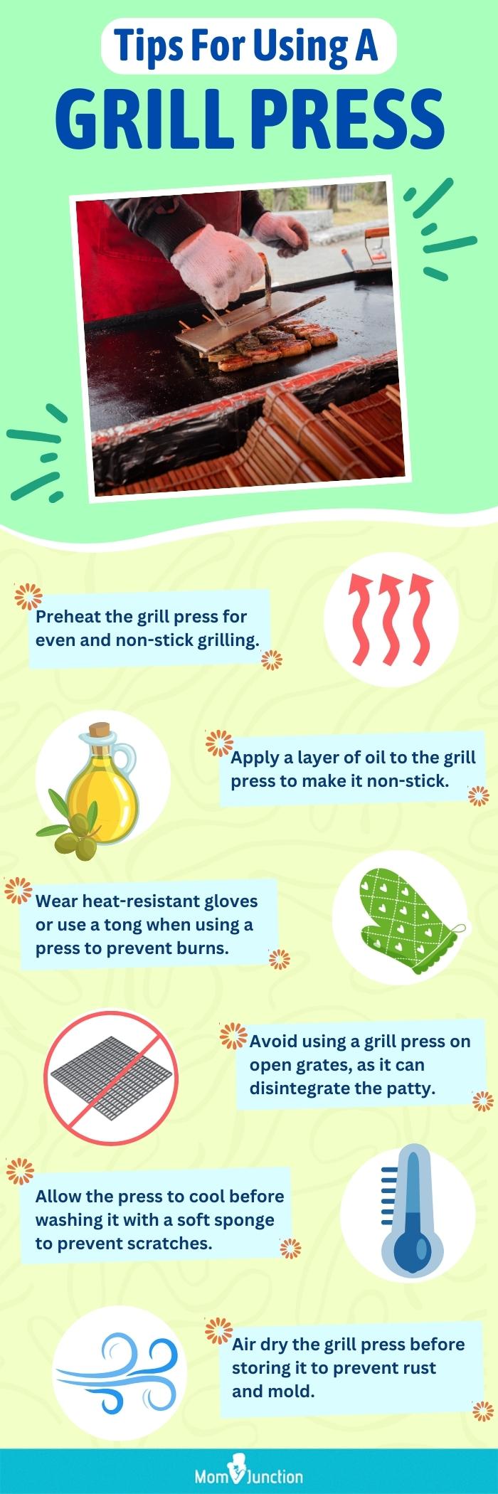 Tips For Using A Grill Press (infographic)