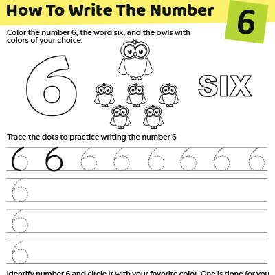 Trace The Number “6” Worksheet For Preschoolers
