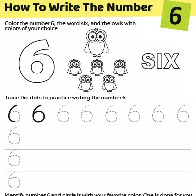 Trace The Number “6” Worksheet For Preschoolers