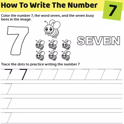 Trace The Number “7” Worksheet For Preschoolers_image