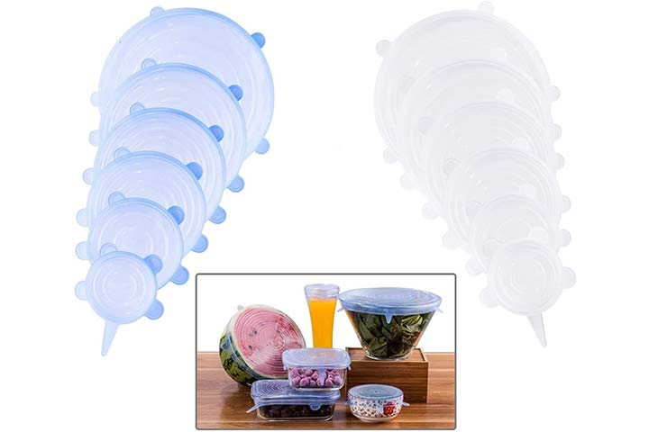 i-Kawachi Silicone Stretch Lids, 6-Pack Various Sizes Cover for Bowl