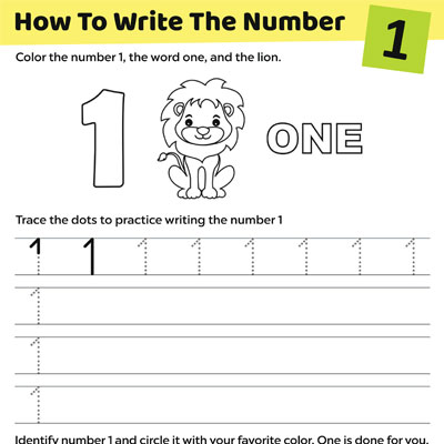 Trace The Number “1” Worksheet For Preschoolers