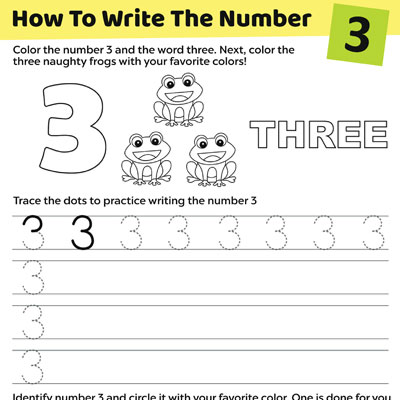 Trace The Number “3” Worksheet For Preschoolers