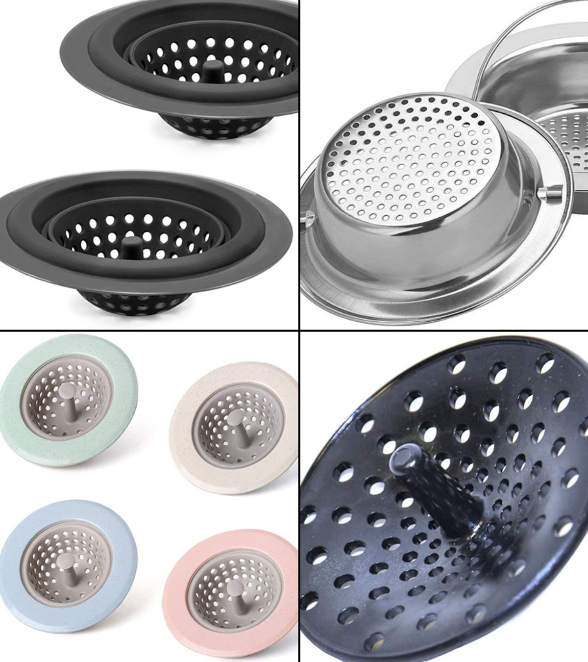 COOK with COLOR Set of 2 Sink Strainers Flexible Silicone Kitchen Sink Drainers 