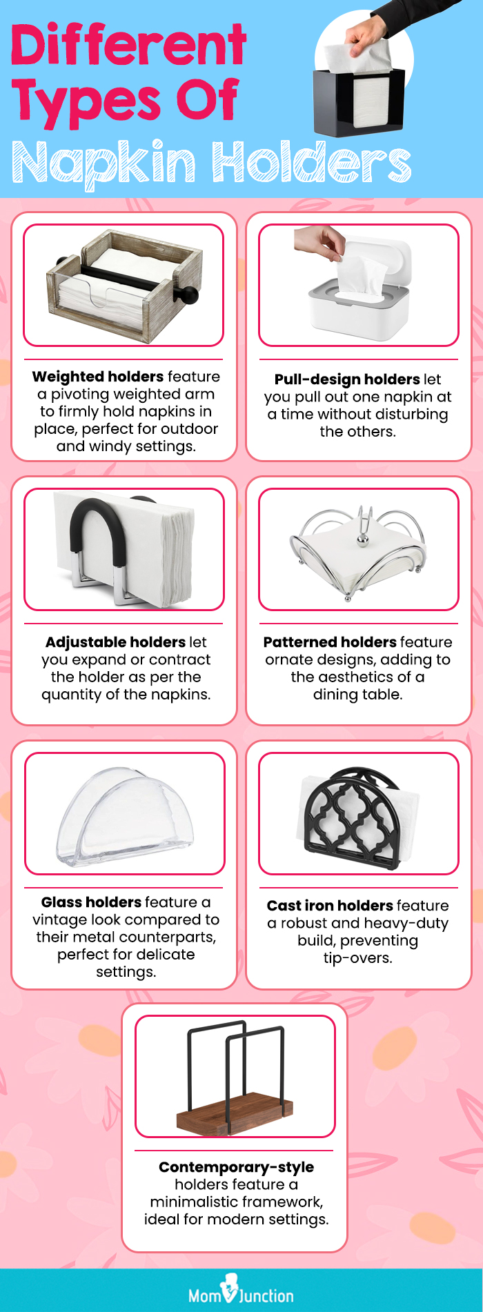 Different Types Of Napkin Holders (infographic)