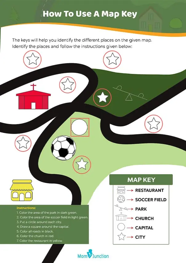 Free Map Key Worksheet For First Graders