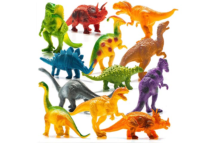Prextex 12 Large Plastic Assorted Dinosaur Figures