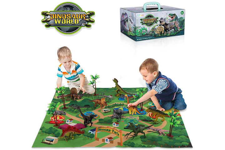 Stem Learning Educational toy for boys Realistic Dinosaur Toys Figurines w/ Playmat Velociraptor toddlers and Kids Dino Figures including Tyrannosaurus Rex girls to create Jurassic Dinosaur World 