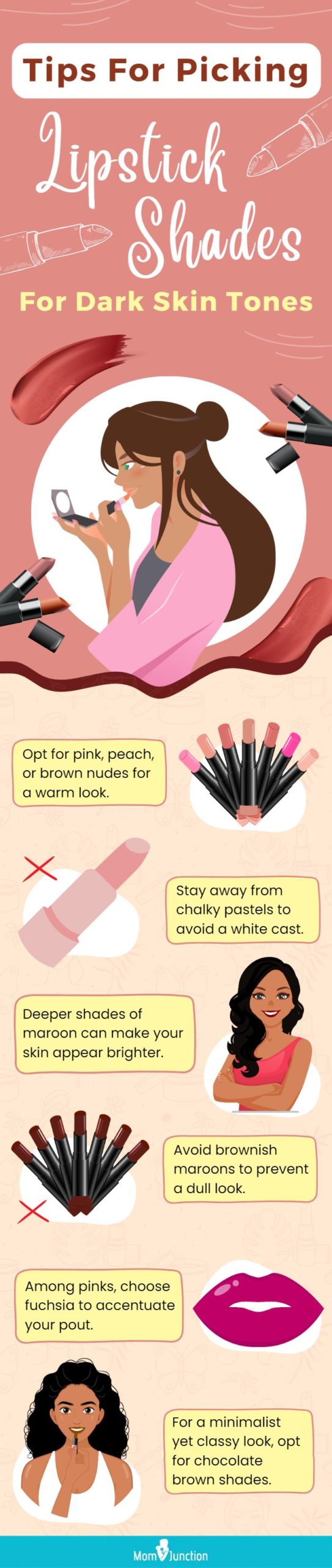 Tips For Picking Lipstick Shades For Dark Skin Tones (infographic)