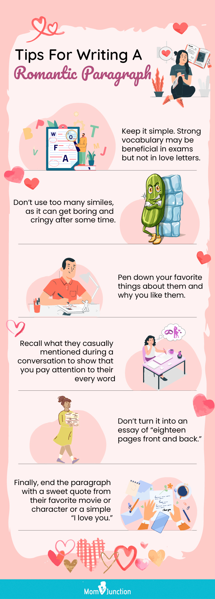 tips on writing a romantic paragraph (infographic)