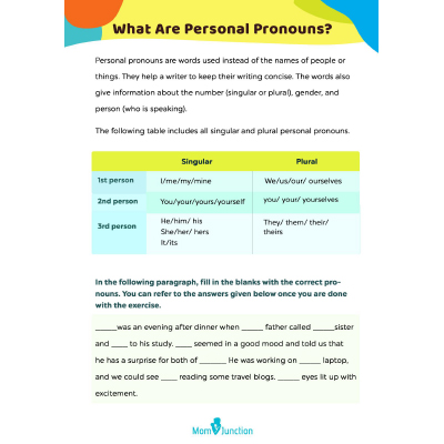 Personal Pronouns Worksheet With Answers