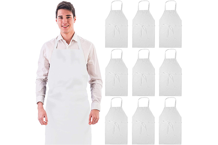 White Classic Wealuxe 12-Pack Professional Bib Aprons