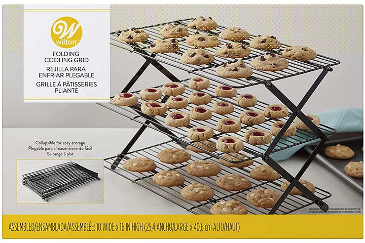2-Tier Collapsible Cooling Rack with lock design Stackable Cooling Roasting Cooking for Cookies Baking 