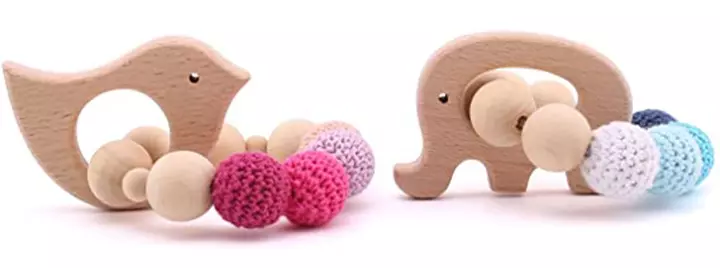 Wooden Teethers Organic Elephant Bird