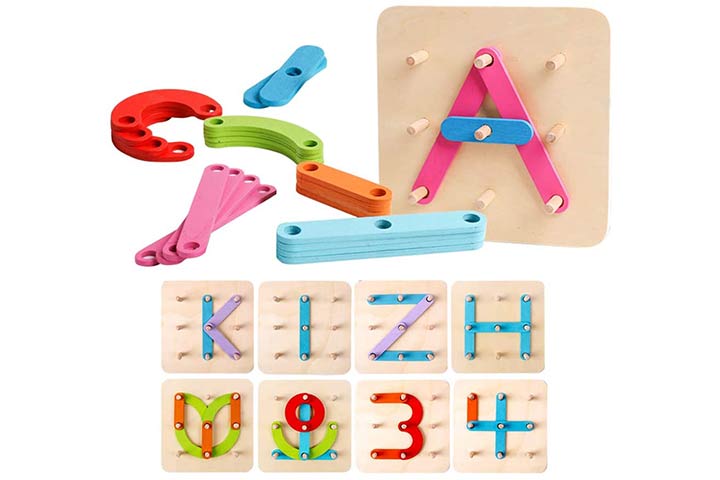 kizh Wooden Letter and Number Construction Activity Set