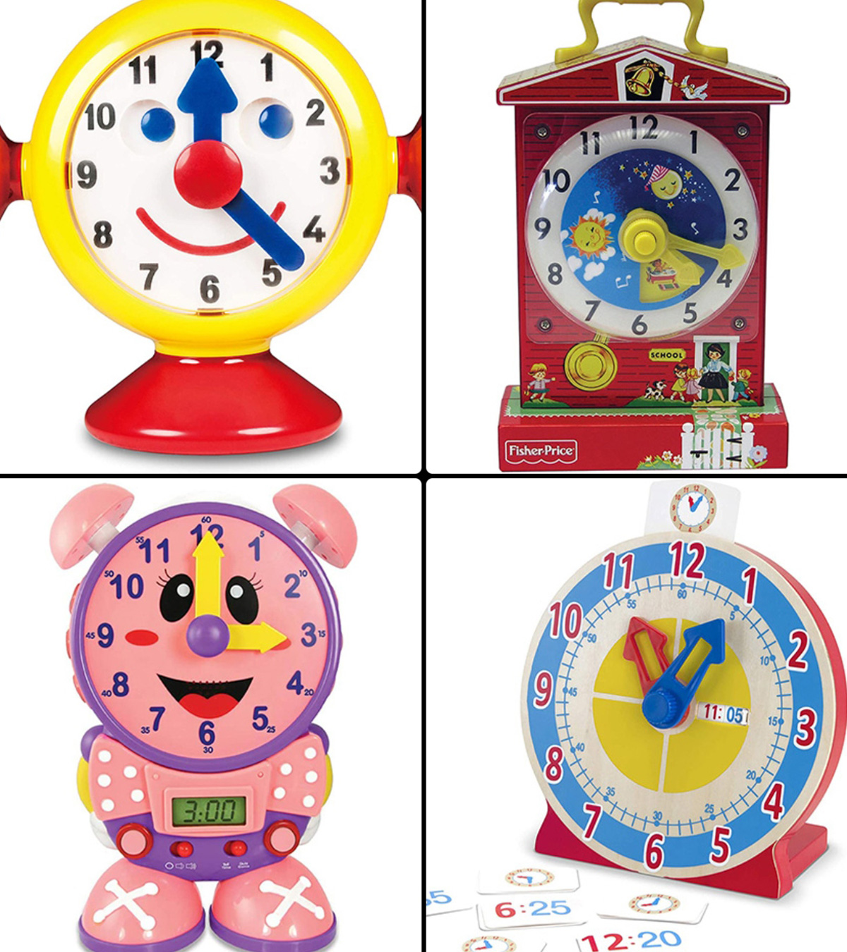 Baoblaze Multi-Color Wooden Time Learning Clock Toy School Learning Supplies for Kids 