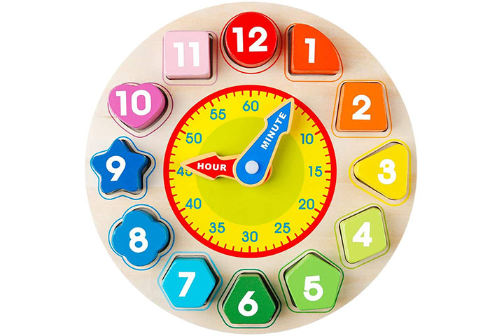 Wooden clock Clock with minutes numbers learning to tell the time educational toy 