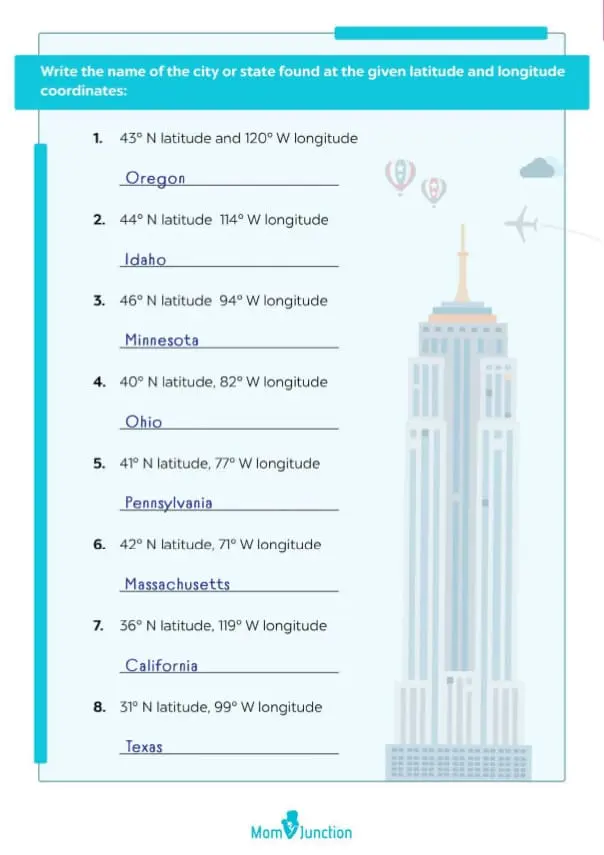 Free Latitude And Longitude Worksheet For Second Grade