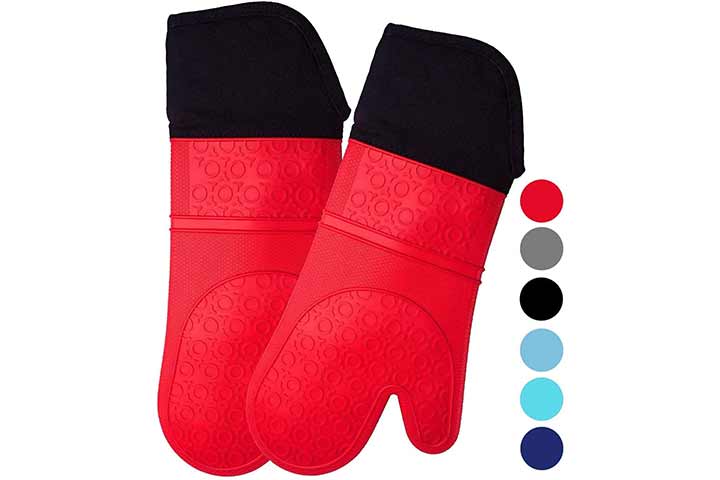HOMWE Extra Long Professional Silicone Oven Mitt 