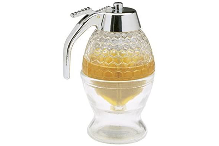 Honey Jars Herewegoo Glass Crystal Honey Dispenser Sugar Jar,Transparent Honey Storage Container Bottle