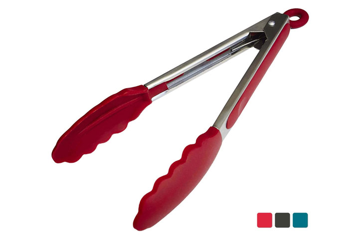 StarPack Basics Silicone Kitchen Tongs 9-Inch - Stainless Steel