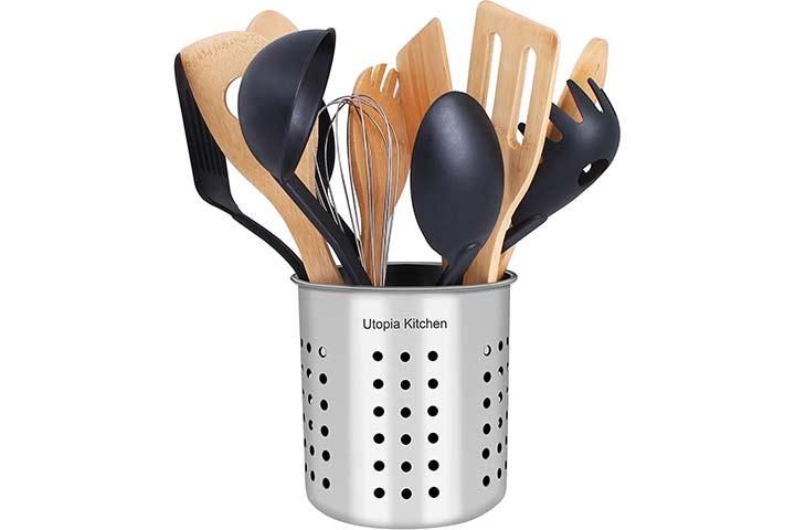 Utopia Kitchen Stainless Steel Cooking Utensil Holder 