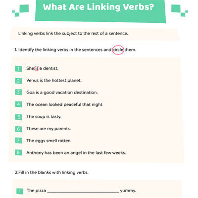 Verb Tense Worksheets: Linking Verbs