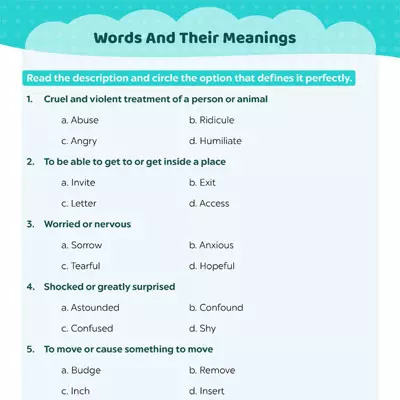 Vocabulary Worksheets: Words And Their Meanings_image