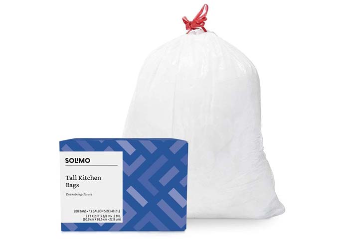 Amazon Brand - Solimo Tall Kitchen Drawstring Trash Bags