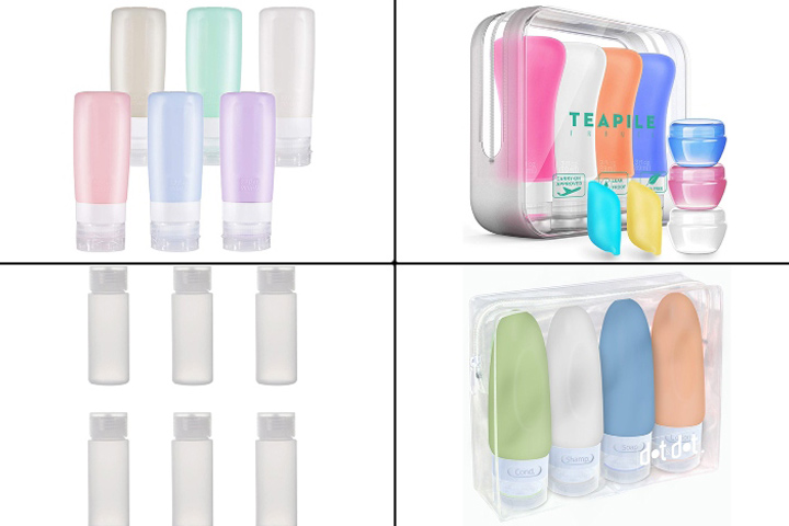 travel toiletry bottles with labels