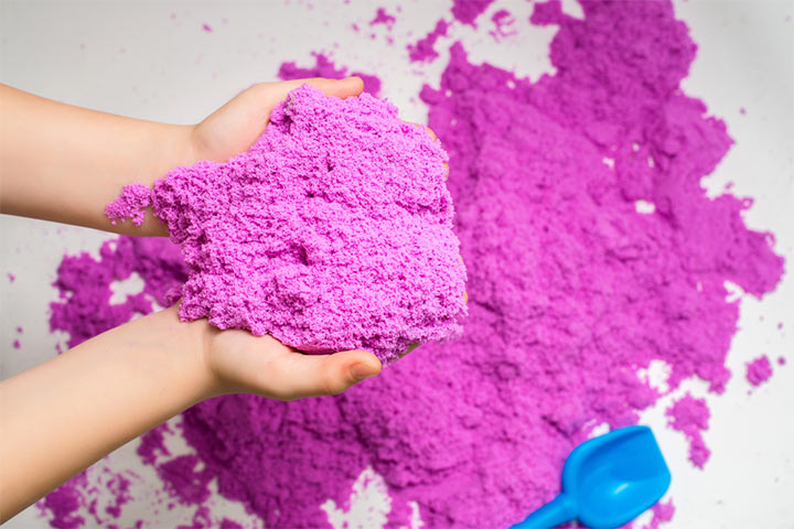 DIY Colored Kinetic Sand recipe for kids