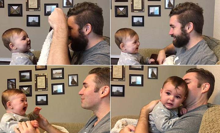 Peekaboo Baby Burst Into Tears After Seeing Her Dad Without Facial Hair