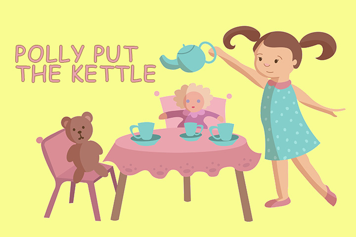 Polly put the kettle on nursery rhyme for babies