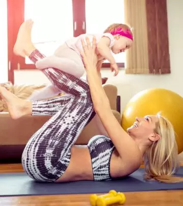 Postnatal Exercise—Is Your Body Ready? https://www.shutterstock.com/image-photo/young-adult-woman-mid-30s-holding-626598533 How soon can you start exercising after childbirth? It depends on a lot of factors, such as whether you had a normal delivery or C-section and how active you were towards the end of your pregnancy. Exercise after pregnancy can help your body recover, make you stronger, and even improve your mood. But since no two pregnancies are the same, it might be a good idea to consult with your doctor before you start working out. Below we discuss the exercise suggestions and guidelines that you need to follow and the right time to exercise after pregnancy. When Can I Start Exercising After Having A Normal Delivery? https://www.shutterstock.com/image-photo/sports-mother-engaged-fitness-yoga-baby-489971959 You can start working out a few days after birth if you had a healthy pregnancy and were physically active throughout the pregnancy. Start by doing gentle exercises that aim at strengthening your abdominal and back muscles. You can work out for about 20 to 30 minutes a day. Don’t continue if you feel any pain (1). You can also take a 20-minute gentle walk while pushing the pram. It’s best to start by doing low-risk workouts such as pelvic floor and abdominal exercises in the first few weeks after delivery. Though swimming is a great workout, it’s best to avoid it for the first 7 days after birth until your postnatal bleeding stops and you’ve had your checkup with the doctor (2). But if you’re planning on doing high-impact exercises, it’s best to hold off until you have your 6-week postnatal checkup. While it might be safe to do certain exercises, running, Zumba, and other high-impact workouts can strain your body. So, talk to your midwife or doctor before you start working out.  When Can I Start Exercising After Having A C-Section? https://www.shutterstock.com/image-photo/young-mother-two-sons-do-exercises-1035704824 Unlike normal delivery, a cesarean section requires longer recovery time. Your doctor might advise you to avoid any exercises for about 6 weeks after giving birth, but you might still be able to do pelvic floor exercises. Avoid any exercises that may put pressure on the scar such as sit-ups, crunches, or lifting heavyweights. Your doctor might give you the go-ahead to start doing low impact exercises 4 to 6 weeks after giving birth. However, if you feel any pain, discomfort, or pulling sensation in your stomach, stop. Since cesarean takes longer to heal, avoid any high-impact exercises for about 3 to 4 months (3). Is It Safe To Exercise If I’m Breastfeeding? https://www.shutterstock.com/image-photo/young-mother-exercises-park-wears-bluegray-479356132 There’s no reason why you shouldn’t work out if you’re a breastfeeding mum. For a comfortable workout routine, always feed your baby first before you start exercising. This way you wouldn't have to deal with any discomfort caused by engorged breasts. Opt for a sports bra that provides the right support to your breasts while working out, and you’re good to go (4).  Signs To Lookout For https://www.shutterstock.com/image-photo/young-yogi-mother-easy-seat-pose-630329405 Women have a higher chance of injuring their ligaments and muscles soon after giving birth. Your body produces a group of hormones called relaxin during the early months of pregnancy to make your ligament more elastic and prepare your body for childbirth. This can make your ligaments much more supple for about 4 to 5 months post-delivery. Hence it is best to avoid any strenuous activities in the months following childbirth. If you feel any pain or discomfort, stop working out. Also, if you notice that your postnatal bleeding changes color or gets heavier, it could be a sign that you are working out too much (5).  Working out after pregnancy has many benefits. It helps promote postpartum weight loss, strengthens and tones the muscles, boosts the energy level, and also helps beat stress. You can start by doing simple exercises and move on to a vigorous routine once your body fully recovers from childbirth. However, before you start, consult your midwife or doctor.  