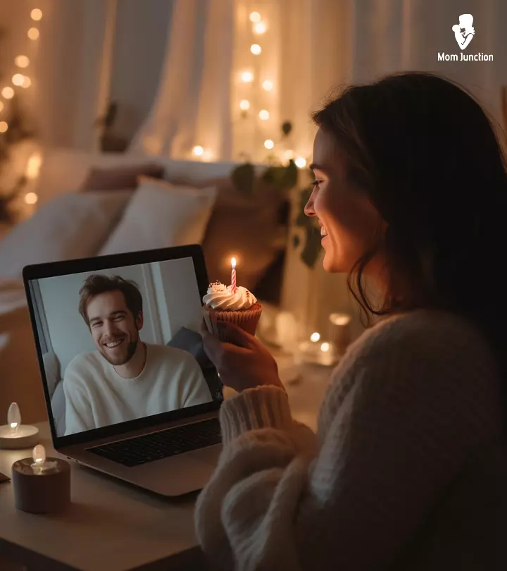 A girl celebrating her birthday with her long-distance relationship partner