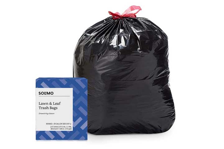 39 Gallon Brand Solimo Lawn & Leaf Drawstring Trash Bags 40 Count 
