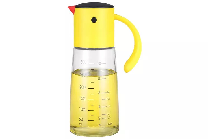 Vucchini Yellow Color Cute Glass Gravity Oil & Vinegar Dispenser Bottle
