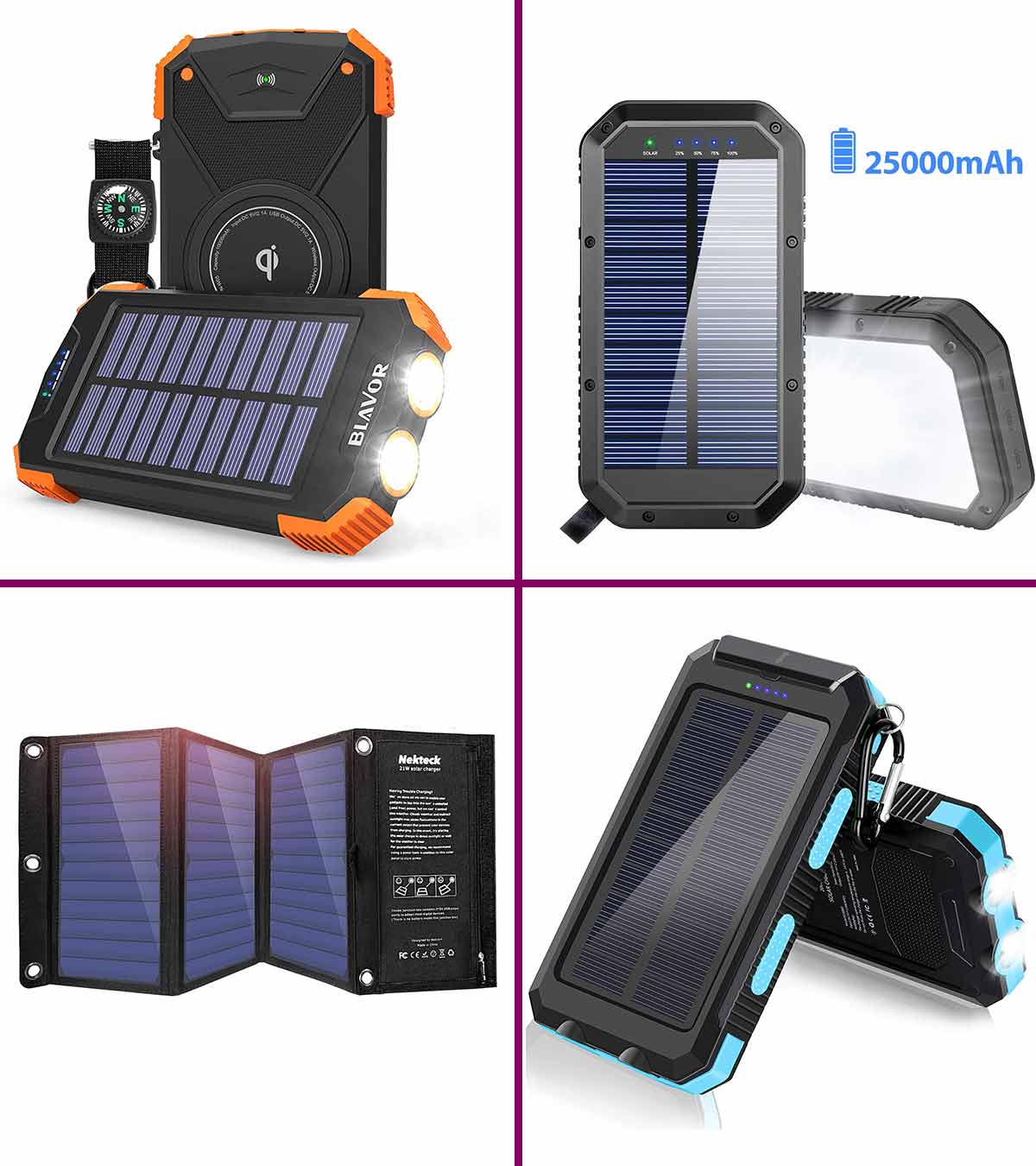 Solar Power Bank,Portable 24000mAh Solar Chargers High Capacity Solar Panel Cellphone Chargers Waterproof/Shockproof/Dustproof Solar External Battery Dual USB Backup with Strong LED Lights for IPhone,Android and More USB Devices
