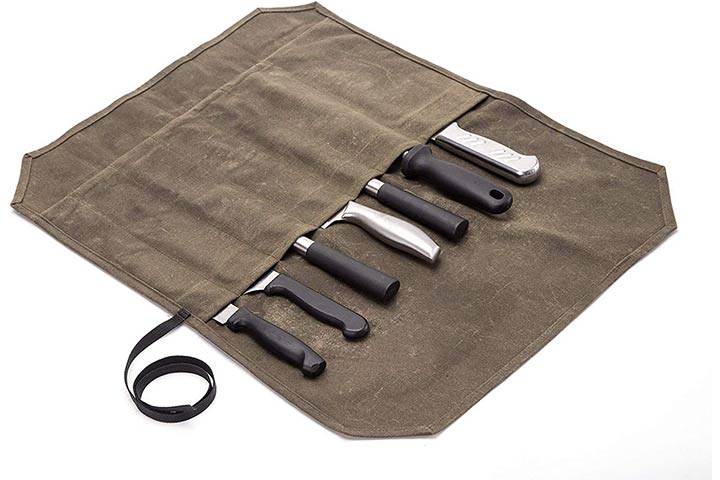 Boldric Khaki Canvas 6-Slot Knife Bag