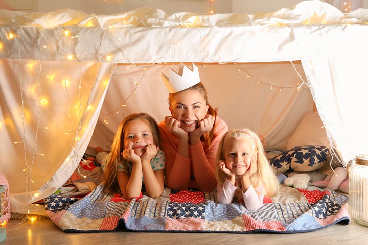 Building a blanket fort as an indoor activity for 7-year-olds