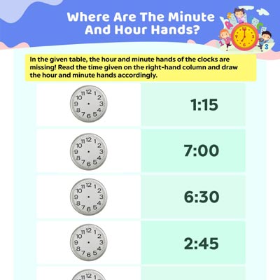 Draw The Hands Of A Clock: Mixed Hours