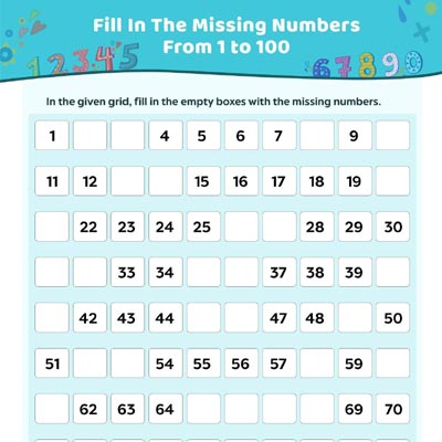 Fill In The Missing Numbers From 1 to 100