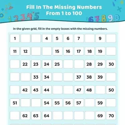 Fill In The Missing Numbers From 1 to 100_image