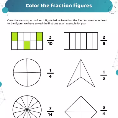 Fraction Worksheets: Color The Fractions