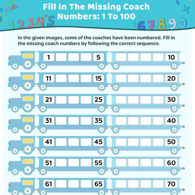 Fill In The Missing Coach Numbers: 1 To 100