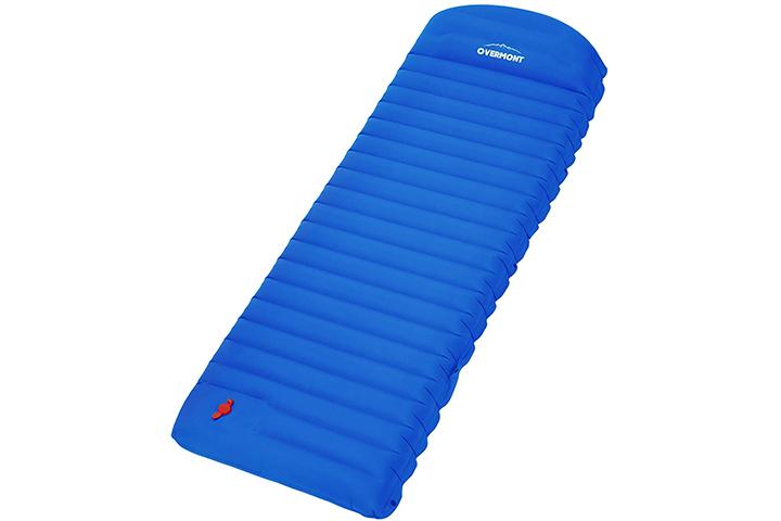 Overmont TPU Large Sleeping Pad with Pillow Built-in Pump Mat Ultralight Inflatable Camping Air Mattress for Backpacking Hiking Car Travel Lightweight Waterproof Compact with Carrying Bag,Orange